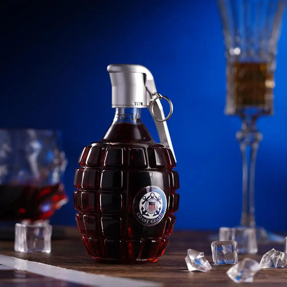 Military Hand Whiskey Bottle Grenade Engraved Liquor Bottle Sealed Whiskey Jar Storage Unique Gift For Men Bar Office Home