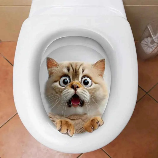 Funny 3D Cat Toilet Stickers Self-adhesive DIY Wall Sticker Squirrel Water Resistant Toilet Seat Decals