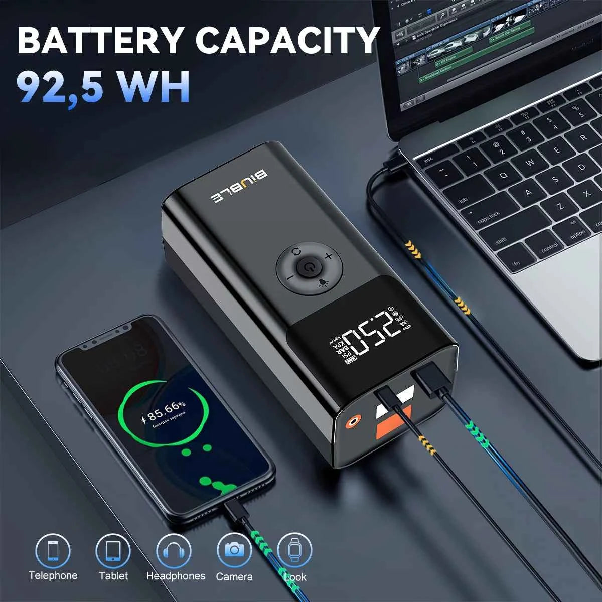 4 In 1 8000A Car Jump Starter 150PSI Air Pump Car Battery Booster Engine Starting Device Tire Air Compressor Power Bank