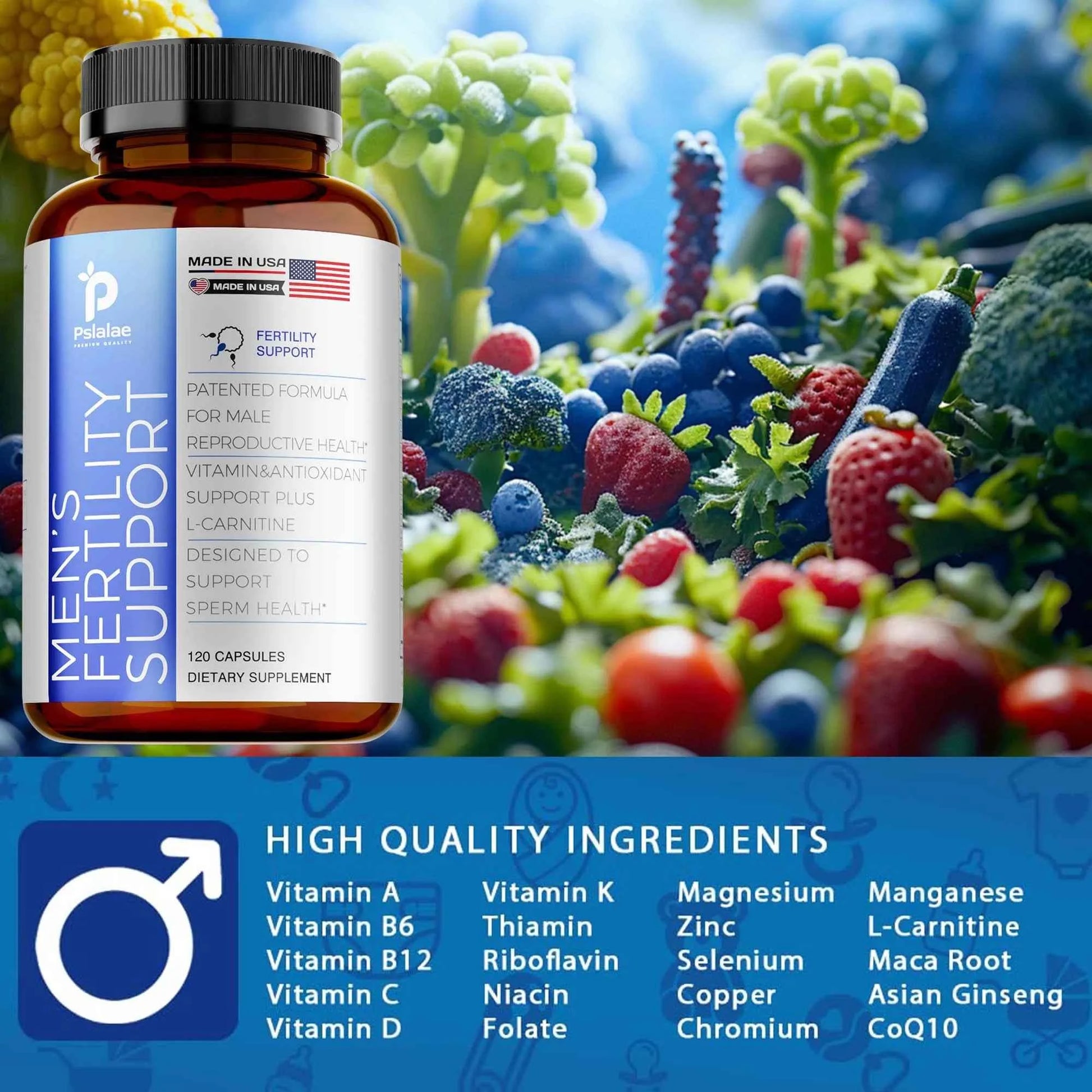 Unisex Fertility Support Ginseng Multivitamins L Carnitine Maca 120 Capsules