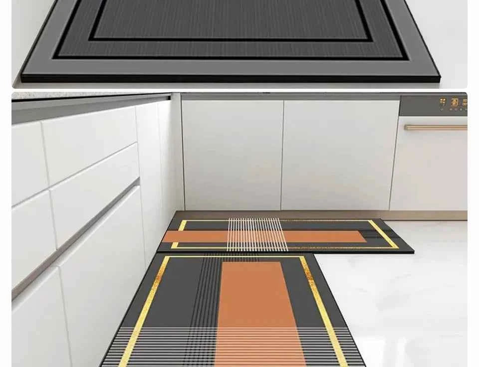 Pvc Kitchen Carpet Non-slip Oil-proof Rug Waterproof Leather Floor Mat Modern Long Strip Carpets Alfombra De Cocina 주방 미끄럼 방지 카펫