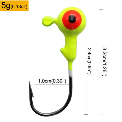 Colorful Jig Head Hooks For Soft Worm Lures 1g 1.8g 3.5g 5g 7g 5pcs Bag