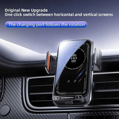 Black 15W Wireless Car Charger With IR Sensor One Touch Rotation Vent Mount