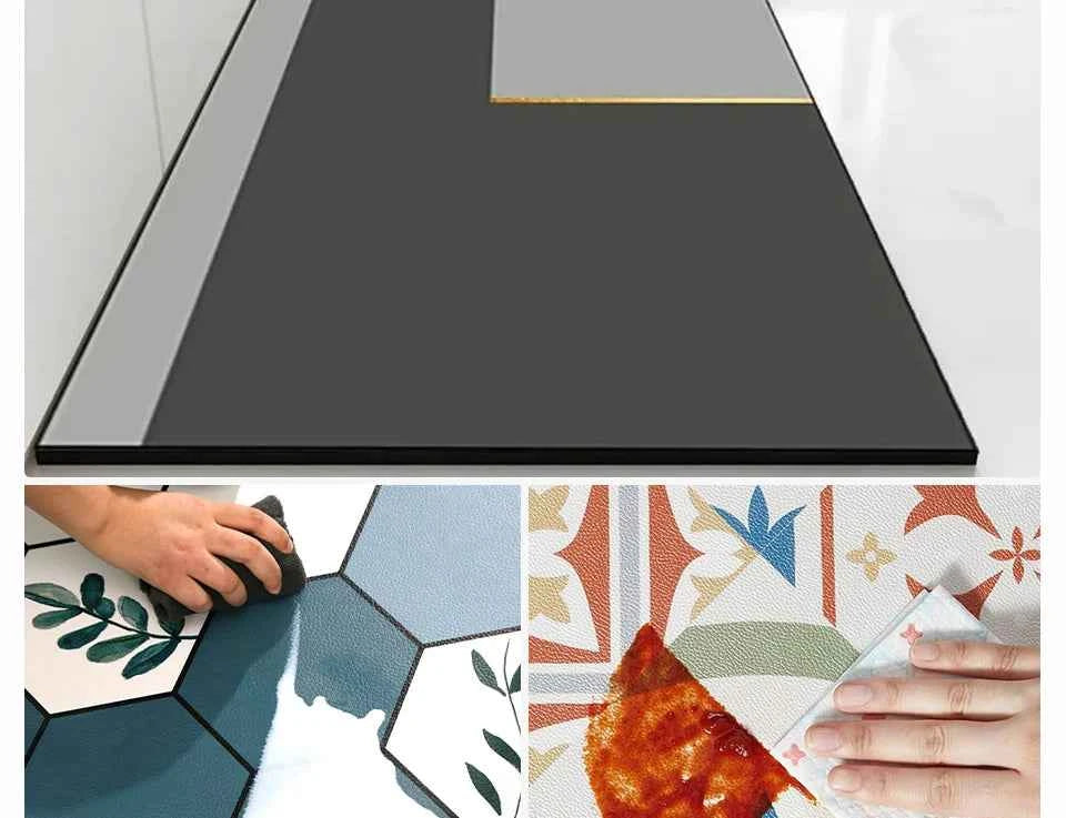 Pvc Kitchen Carpet Non-slip Oil-proof Rug Waterproof Leather Floor Mat Modern Long Strip Carpets Alfombra De Cocina 주방 미끄럼 방지 카펫