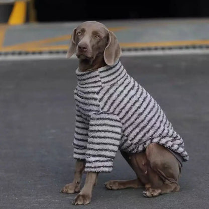 Fashion Polyester Stripe Fleece Dog Pullover Thickened Winter Warm Dog Sweater Dog Turtleneck Sweatshirt Medium Large Dogs