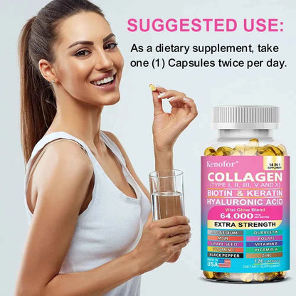 14 In 1 Collagen Capsules Biotin Keratin For Skin Hair Nails Anti Aging