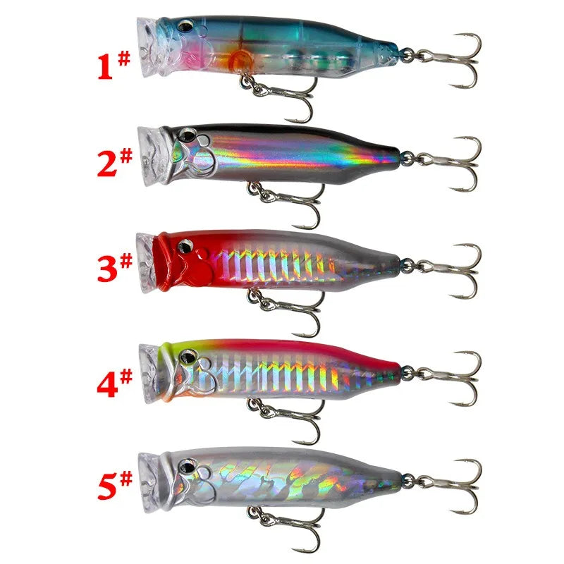 7cm Popper Lure 9.4G Topwater Plastic Swimbait For Perch Fishing Tackle