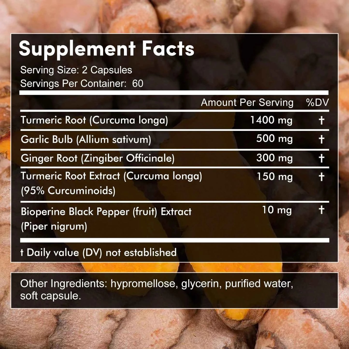 Turmeric Ginger Piperine 2360Mg Black Pepper Digestive Immune Support Supplement