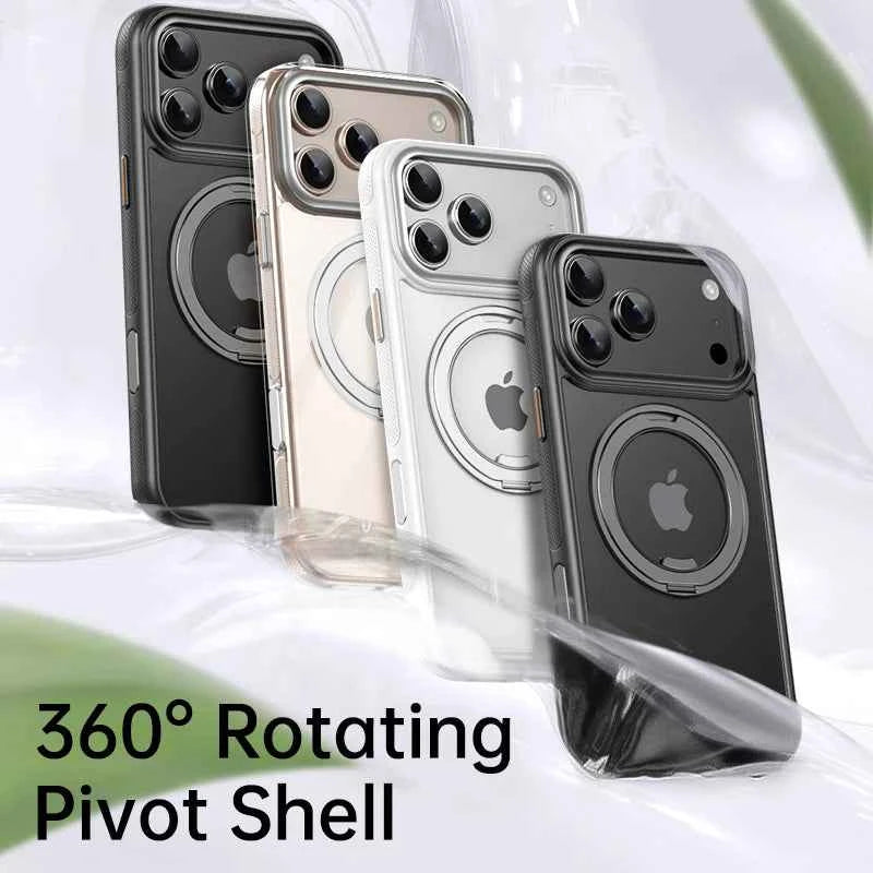 Transparent Magnetic Case for iPhone 17 Air 16 Plus 15 14 13 17 Pro Max 16e 360° Rotating Ring Holder Kickstand Cover LMD003