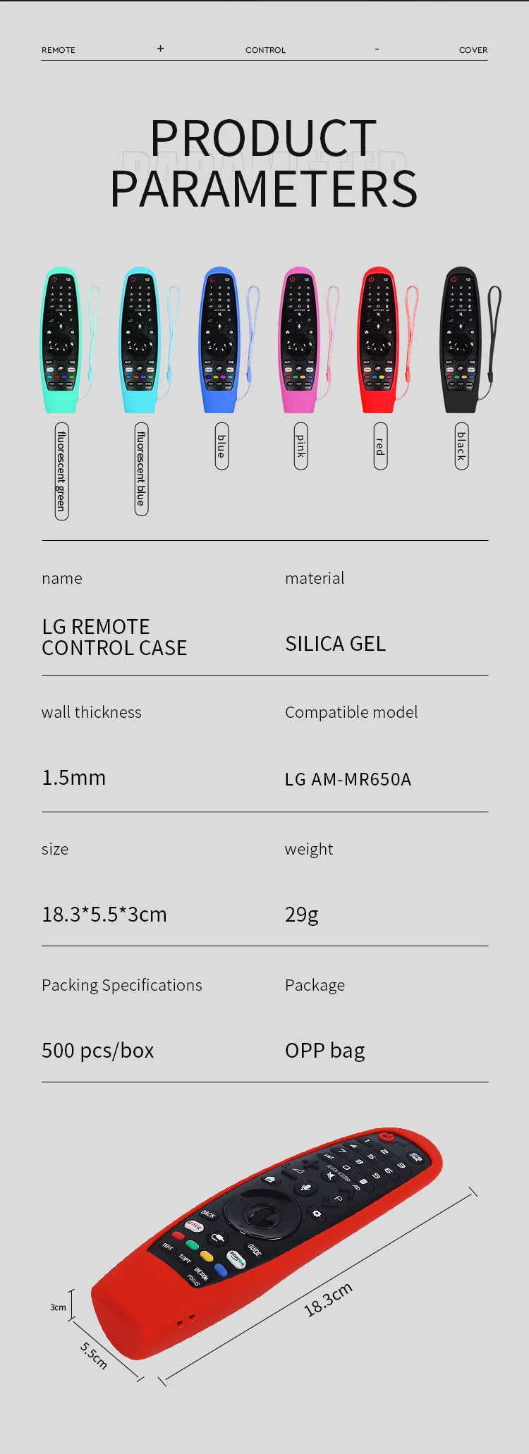 Soft Silicone Remote Control Case For LG Smart TV Magic AN-MR650A600 20GA 19BA Replacement Accessories