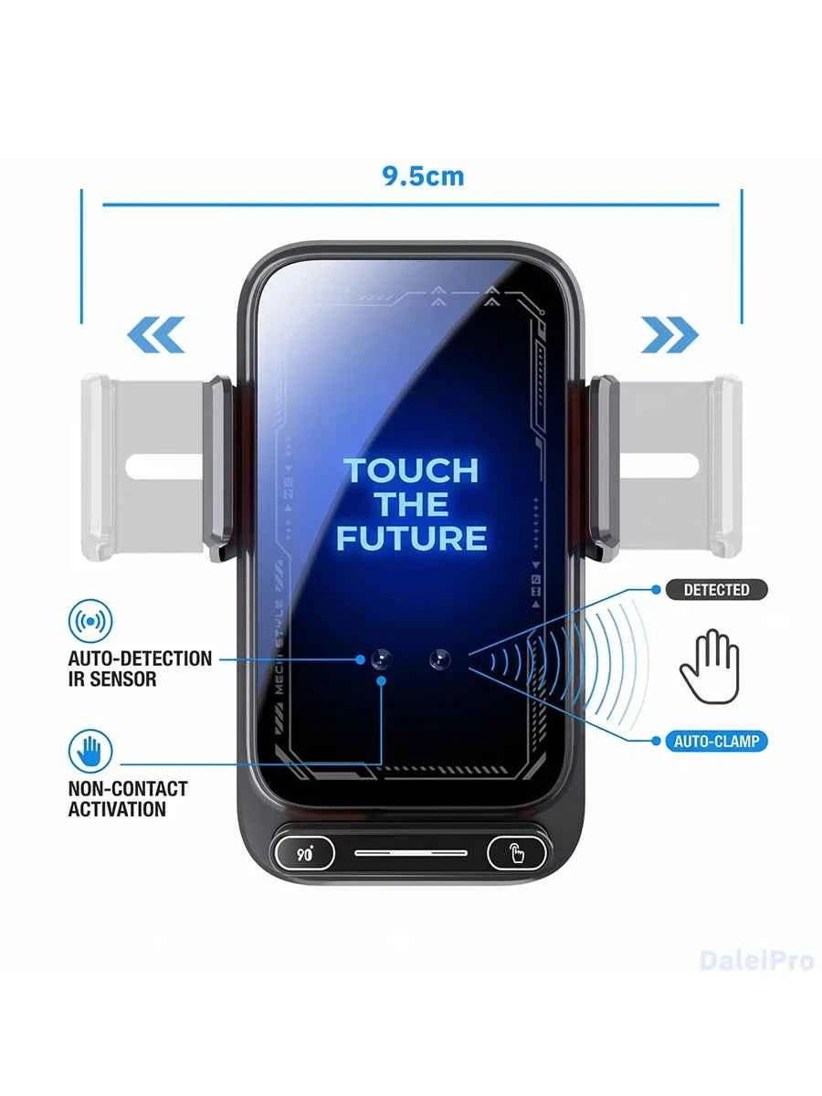 15W Wireless And Wired Car Charger Holder Qi Certified With Auto Sensing Release