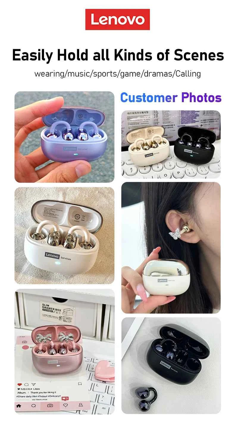 Lenovo LE302 OWS Ear Clip Wireless Earphones Low Latency Bluetooth Headphones