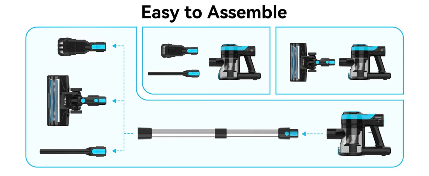 V600 Cordless Vacuum Cleaner, 28Kpa Brushless Stick Vacuum, Rechargeable Battery, 3 Modes