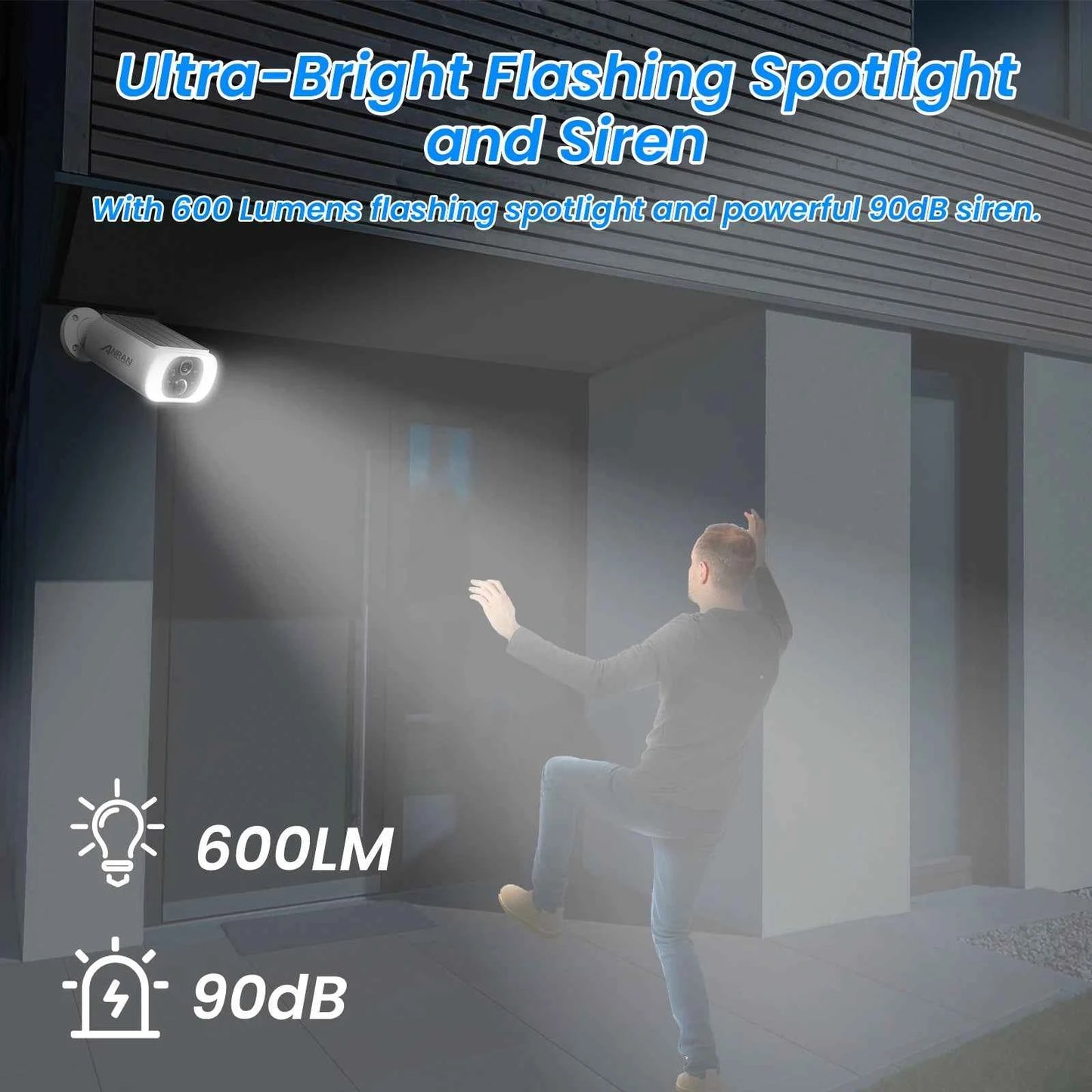 ANRAN 2 3 4 Pack Outdoor WiFi Solar Battery Camera Floodlight Night Vision Alarm