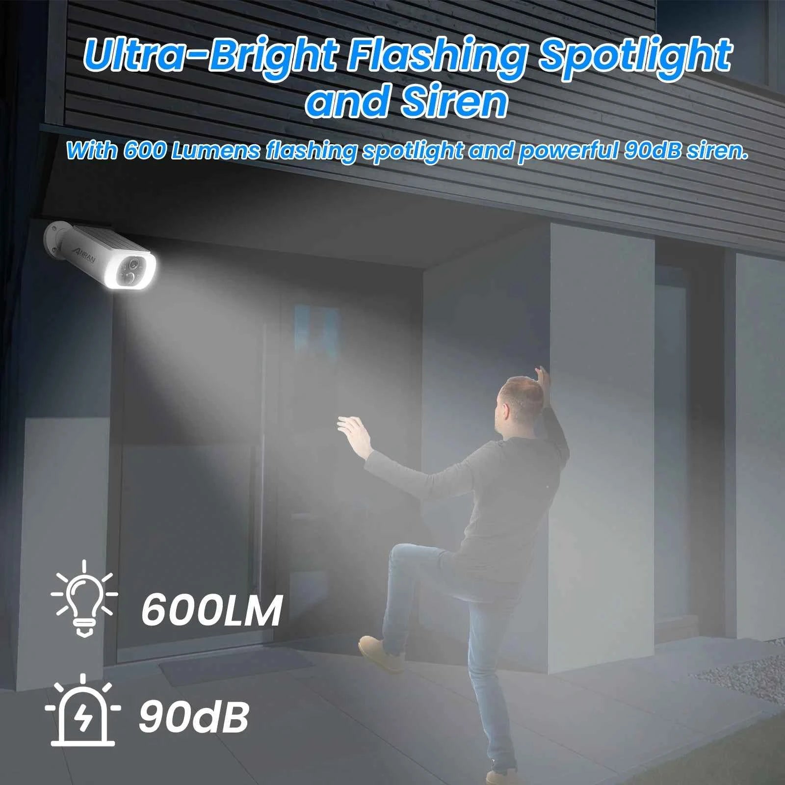 ANRAN 2 3 4 Pack Outdoor WiFi Solar Battery Camera Floodlight Night Vision Alarm