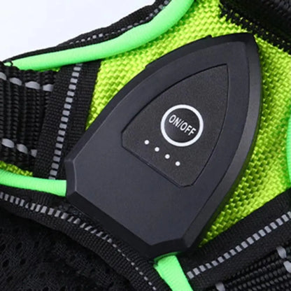 Light Up LED Dog Harness Rechargeable Adjustable Luminous Pet Chest Strap Soft Flashing Dog Glow Vest for Night Walking