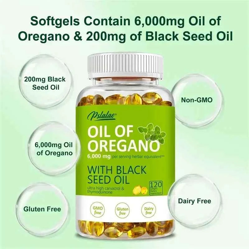 Oregano Oil Softgels With Black Seed Oil For Digestion Immune Support 120 Count