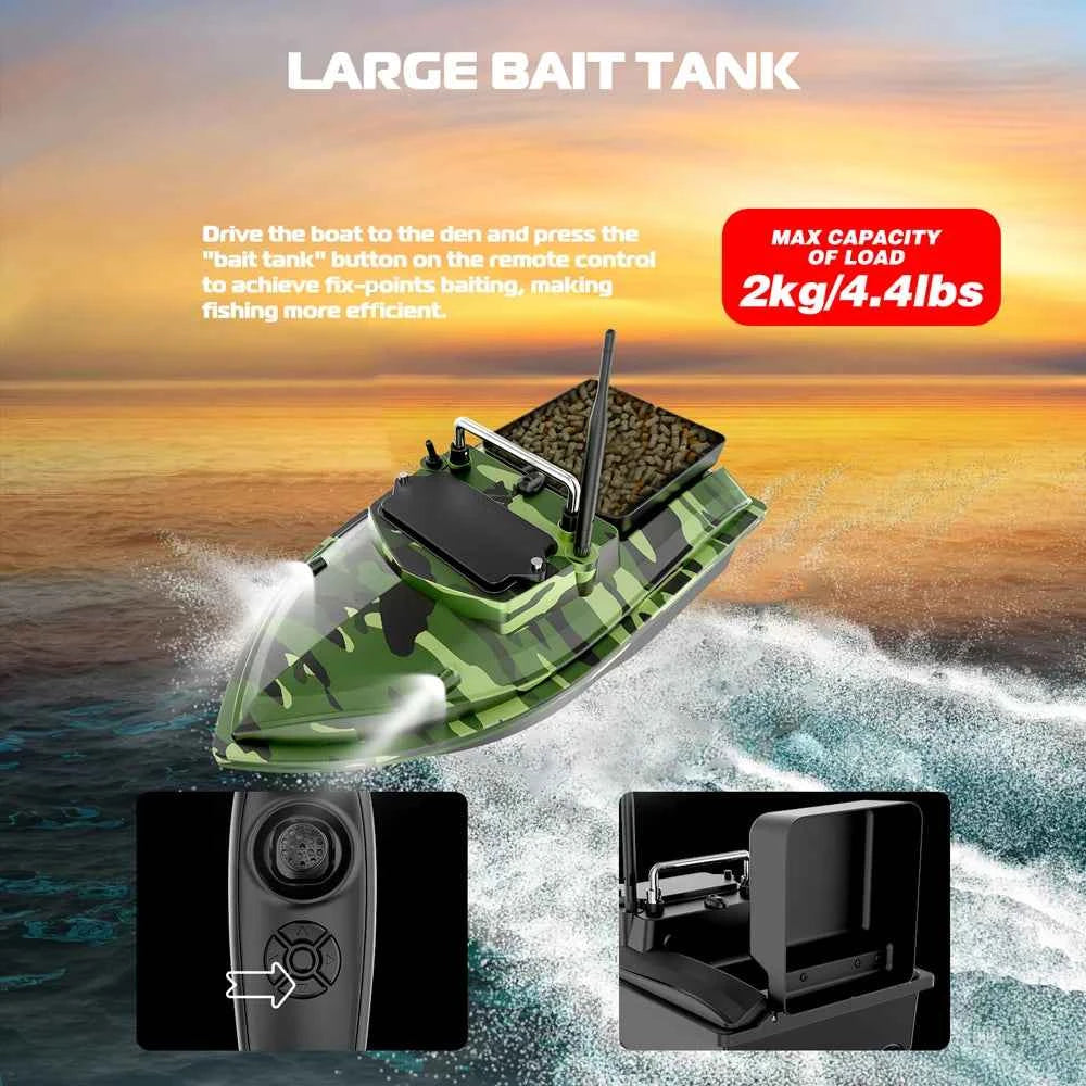V050 Green Fishing Bait Boat 500m Remote Control Dual Motor Fish Finder
