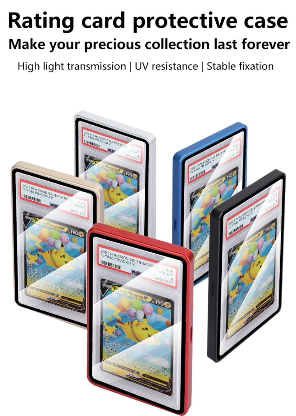 Aluminium Frame PSA/CGC Graded Cards Protector UV Protection Double-sided Glass Card Protective Case Transparent Durable