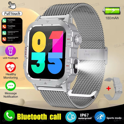 2025 New Military Smart Watch Men IP67 3ATM Outdoor Sports Fitness Tracker Health Monitoring 1.44 Inch Bluetooth Call Smartwatch