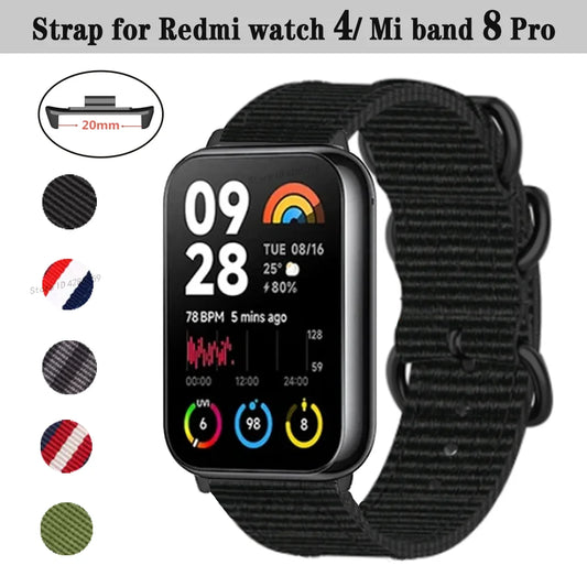 Watchband Woven band For Xiaomi Mi Band 8 Pro Smart watch Nylon loop Strap Correa For Redmi watch 4 Bracelet Accessoeies