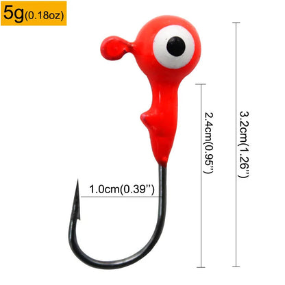 Colorful Jig Head Hooks For Soft Worm Lures 1g 1.8g 3.5g 5g 7g 5pcs Bag