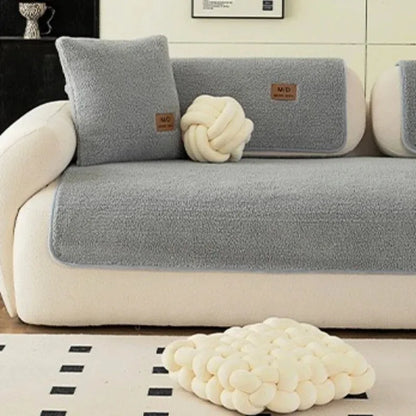 Lamb Plush Sofa Cushion in Autumn and Winter Thickened Warm Seat Cushion with High-end Sense and Anti-slip