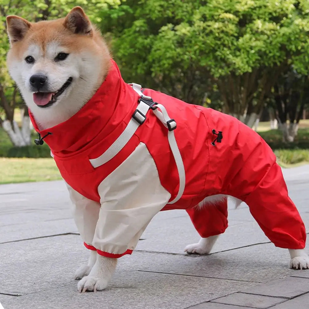 Waterproof Pet Dog Raincoat with Hat Lightweight Outdoor Dog Raincoat Reflective Stripe S-XXL Dog Rain Cape Pet Supplies