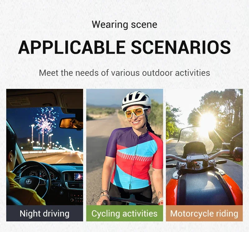 SCVCN Night Vision Glasses Hiking Eyewear Cycling Glasses Driving Eyewear Fashion Polarized Sunglasses Y2K UV400 Mtb Goggles Man