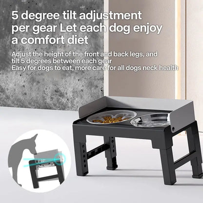 Collapsible Elevated Dog Bowls Adjustable Raised Stand with Double Stainless Steel Food Water Bowls for Small Medium Large Dogs