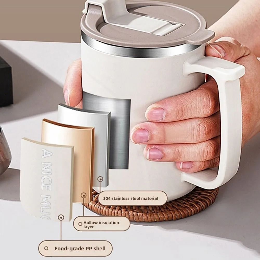 500ml Insulated Coffee Cup Stainless Steel Double-layer Vacuum Water Bottle with Tea Strainer Simple Thermos Cup Outdoor Sports