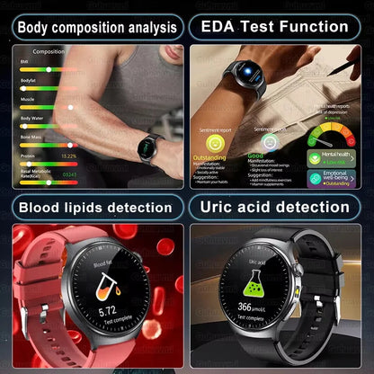 2026 New upgrade Health Check Smart Watch ECG Blood Lipid Uric Acid Body Fat BP Sport Waterproof HD Call Smart Watch Man Women