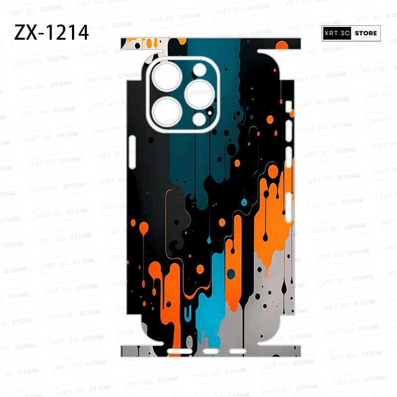 Colorful Skin Sticker for iPhone16 15 Pro Max 14 13 12 Phone Sticker Back Film Side Frame Protector (Not Phone Case)