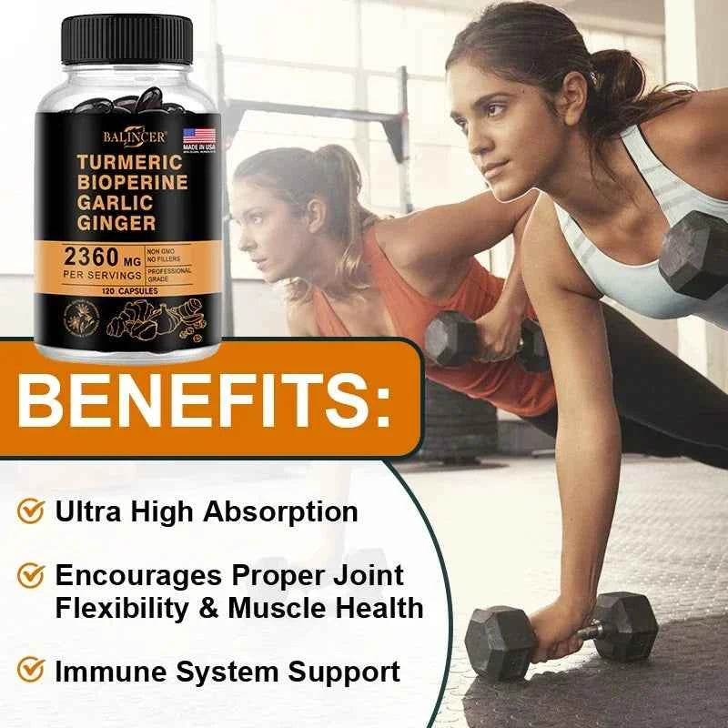 Turmeric Ginger Piperine 2360Mg Black Pepper Digestive Immune Support Supplement