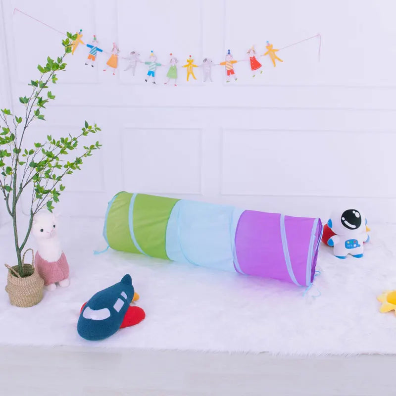 Portable Children's Tent Crawling Tunnel Kids Little House Play House Tipi Tent Indoor Toy Tube Baby Crawling Games Rainbow Tent