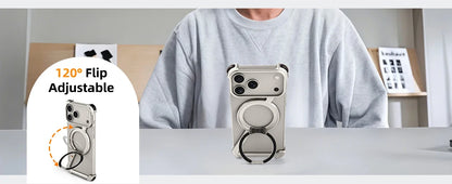 Eary Z Case for iPhone 17 Pro Max Air Phone Case Frameless with 360°Rotation Magnetic Stand Magsafe Shockproof Protective Cover