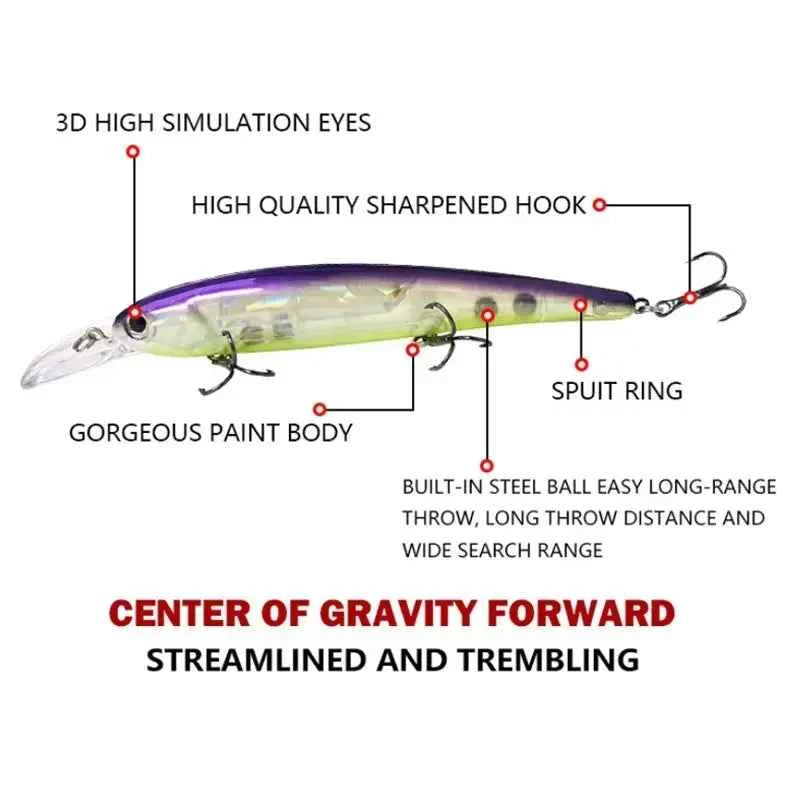 Deep Diving Fishing Lures 145mm Floating Minnow Long Tongue Board 16.8g