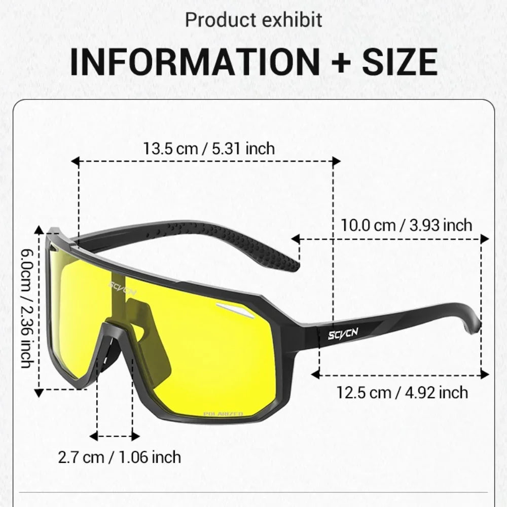 SCVCN Night Vision Glasses Hiking Eyewear Cycling Glasses Driving Eyewear Fashion Polarized Sunglasses Y2K UV400 Mtb Goggles Man