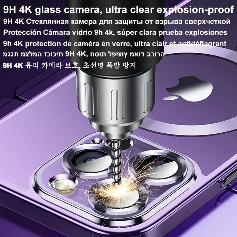 Luxury Plating Wireless Charging Case For Magsafe For iPhone 16 15 14 13 12 11 Pro Max Plus Magnetic Cover With Lens Protector