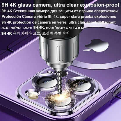 Luxury Plating Wireless Charging Case For Magsafe For iPhone 16 15 14 13 12 11 Pro Max Plus Magnetic Cover With Lens Protector
