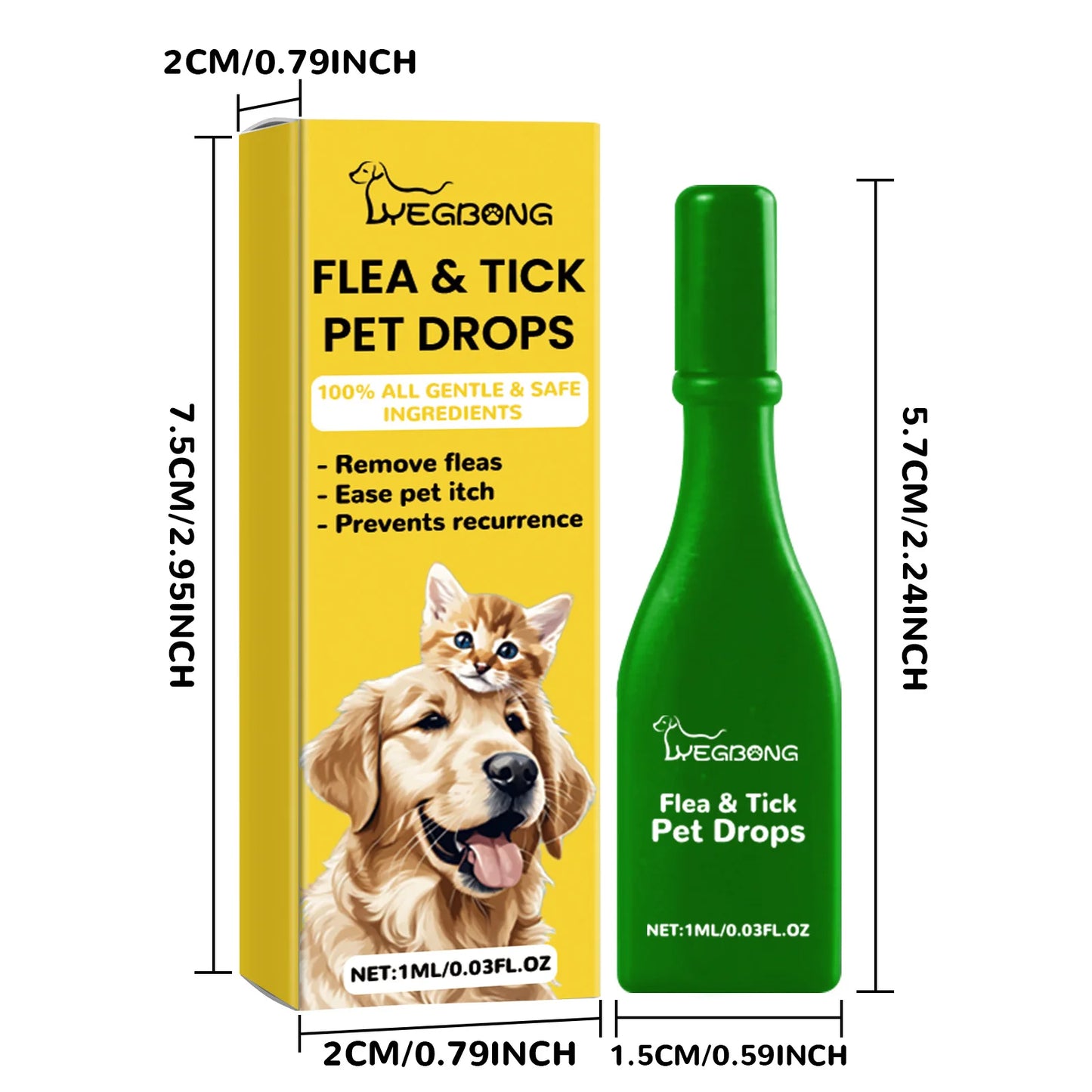 Yegbong Pet External Insect Repellent Drops - Flea Tick Lice Mite Killer for Dogs Cats - Skin Antipruritic Care