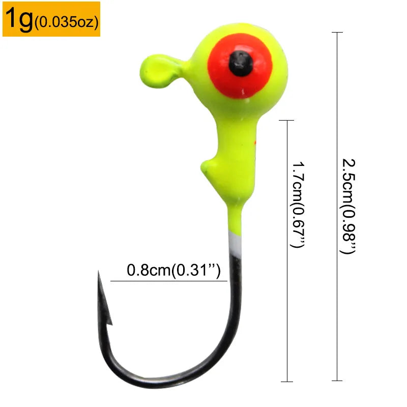 Colorful Jig Head Hooks For Soft Worm Lures 1g 1.8g 3.5g 5g 7g 5pcs Bag