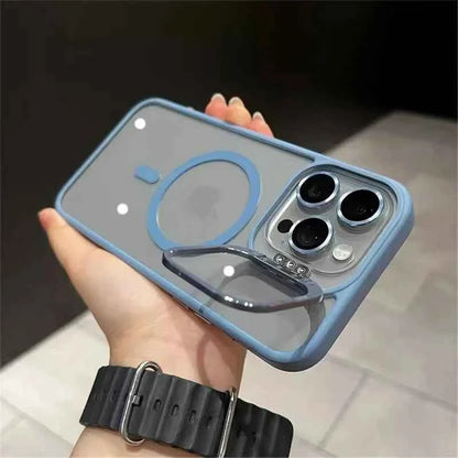 Luxury Magnetic Shockproof Phone Case For iPhone 11 12 13 14 15 16 Pro Max Plus Magsafe Glass Lens Stand Protection Back Cover