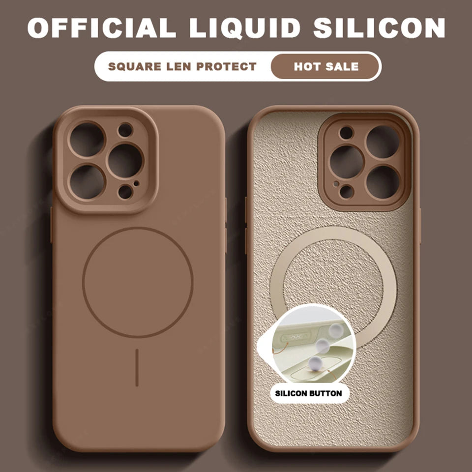 Luxury Liquid Silicone Magnetic Phone Case For iPhone 15 14 16 Plus 16E 11 12 13 16 Pro Max SE4 Magsafe Charge Protector Cover