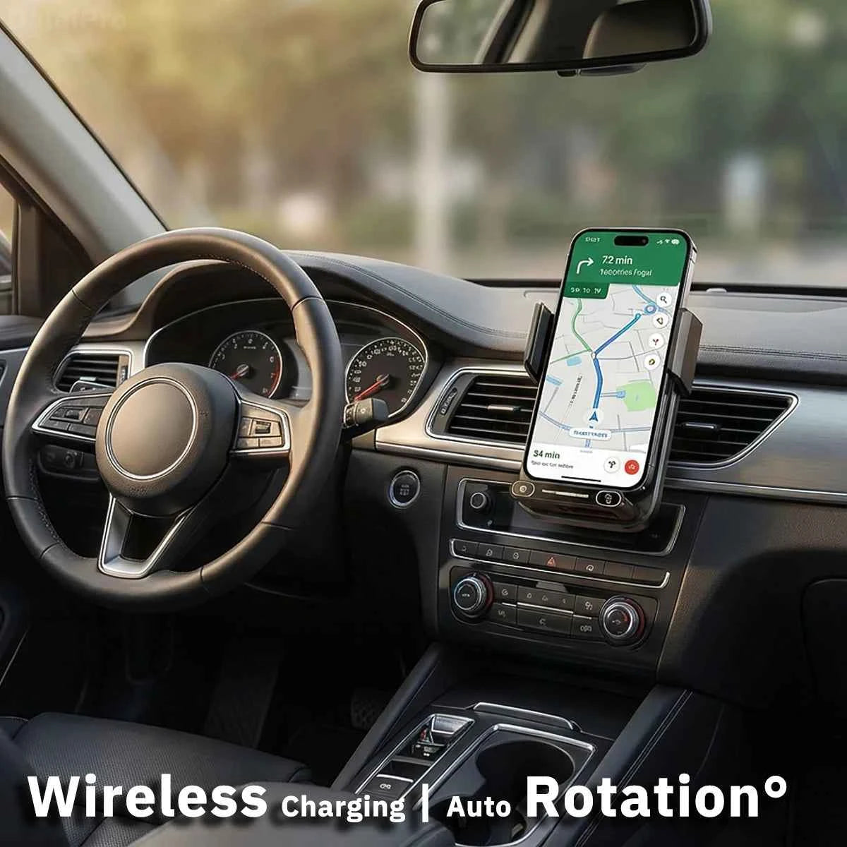 15W Wireless And Wired Car Charger Holder Qi Certified With Auto Sensing Release