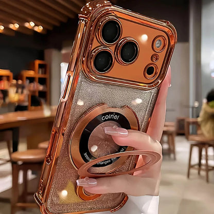 Glitter Ring Holder for Magsafe Case for iPhone 14 15 16 17 Pro Max Plus 13 12 11 Air Bracket Gradient Camera Film Bumper Cover
