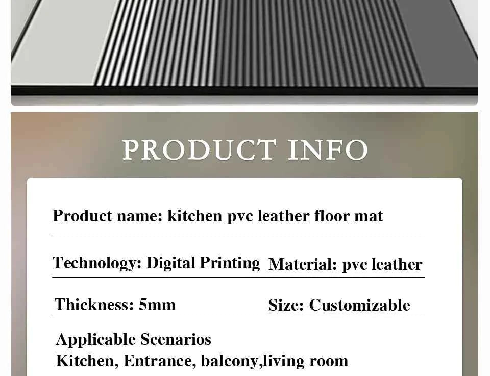 Pvc Kitchen Carpet Non-slip Oil-proof Rug Waterproof Leather Floor Mat Modern Long Strip Carpets Alfombra De Cocina 주방 미끄럼 방지 카펫