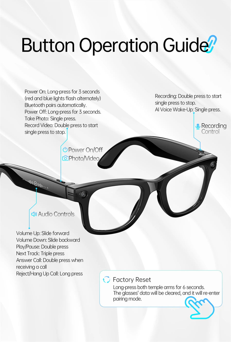 New AI 5MP Camera Smart Glasses 290mAh Waterproof Voice Call Music Bluetooth Smart Sunglasses Video Record Translation Glasees