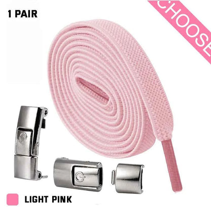 Press Lock Elastic Shoelaces 8mm Flat No Tie For Shoes Kids Adults