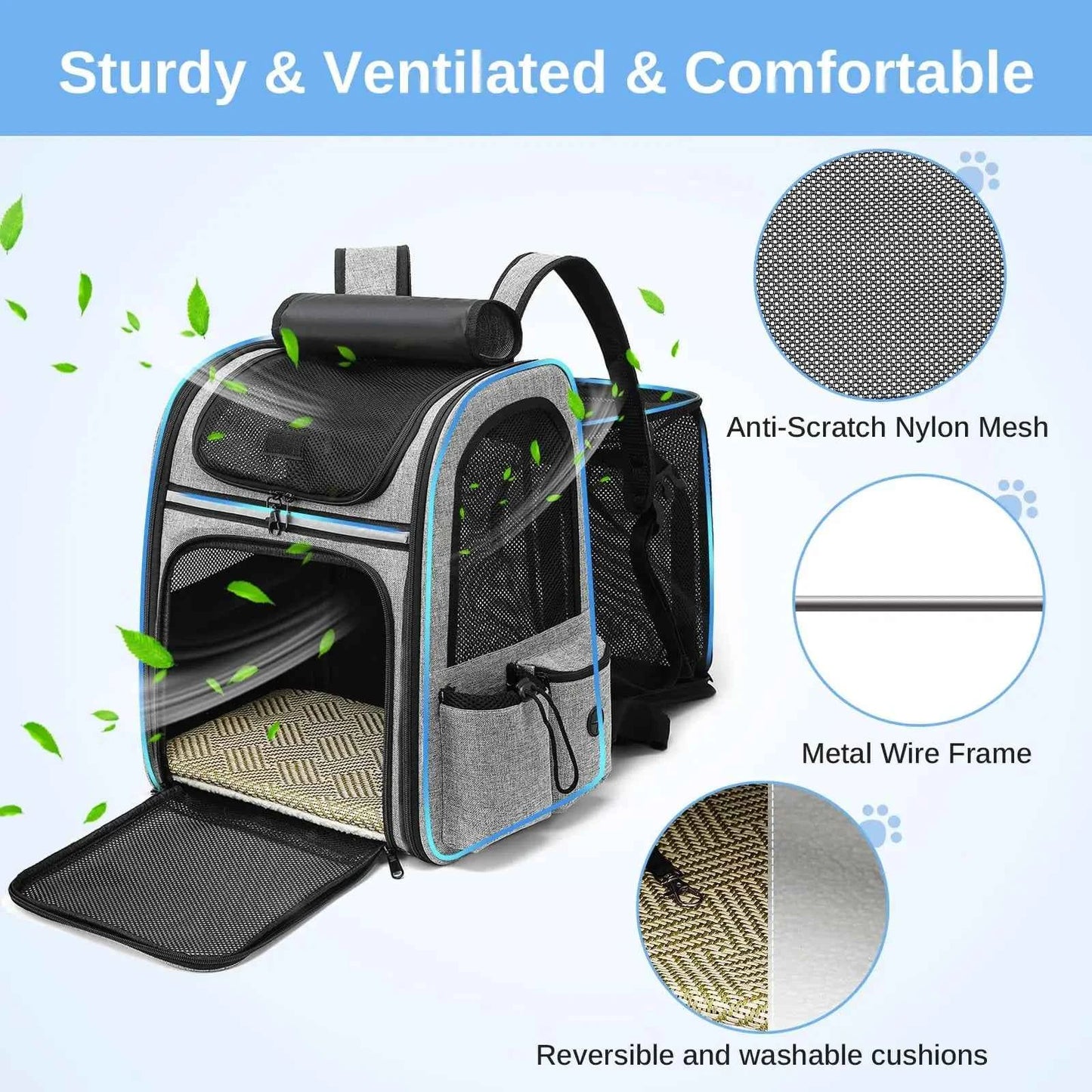 Dogat Pet Backpack Carrier Breathable Mesh Window Foldable For Cats And Dogs